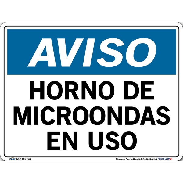 Vinyl Label Sign, 9-1/2" Height, 12-1/2" Width, Vinyl Label, Rectangle, Spanish